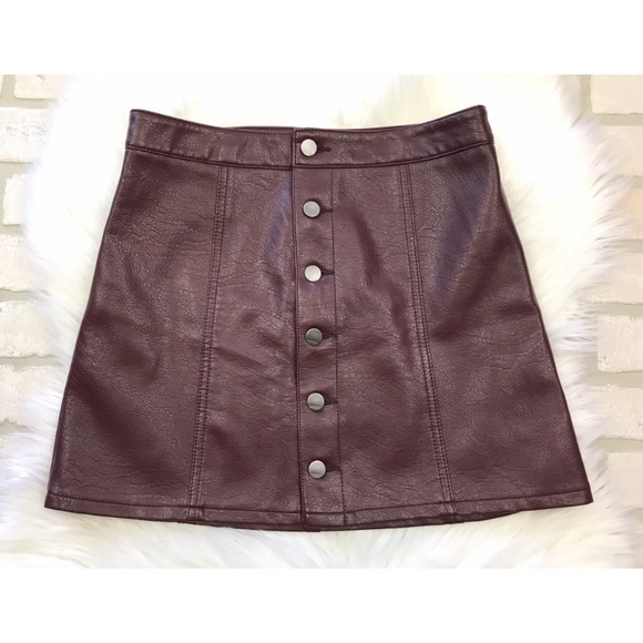 Express Dresses & Skirts - Express Button Front Faux Leather Skirt 4